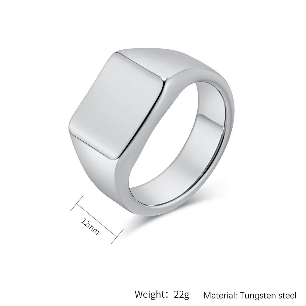 tungsten carbide Signet mens flat band ring never fading or rusting 240911 Good quality