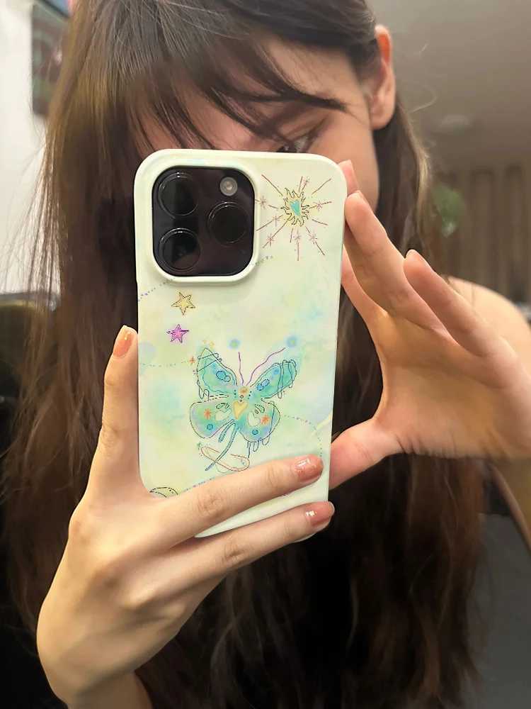 Cute Cartoon Butterfly Shockproof Case for iPhone 16 15 14 13 Pro Max Back Phone Cover for 12 11 Pro Plus 8 7 X XS XR Cover M240914