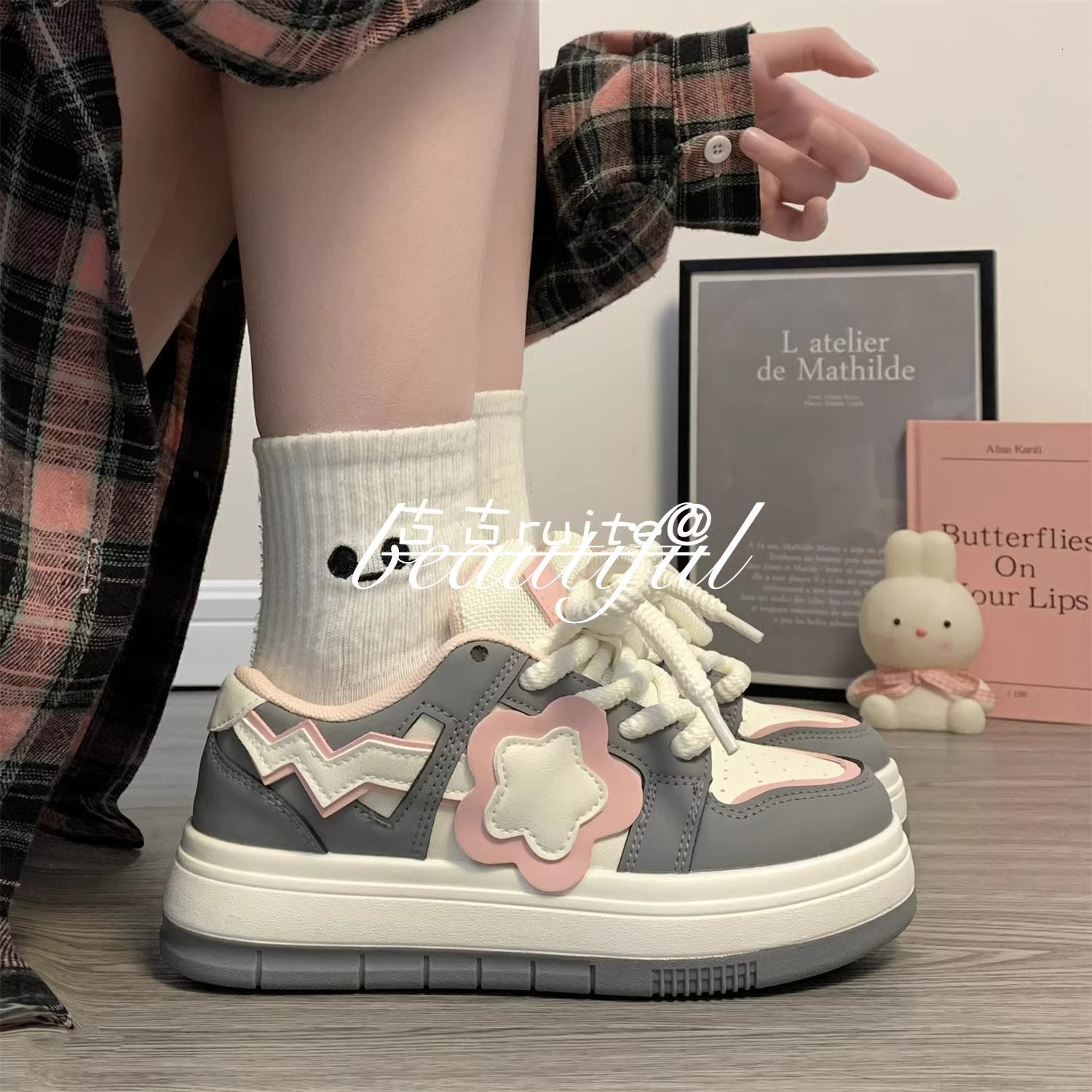 Kawaii Platform Sneakers Women Flat Sports Shoes Spring Summer Cute Casual Vintage Tennis Female Vulcanize White Korean Footwear