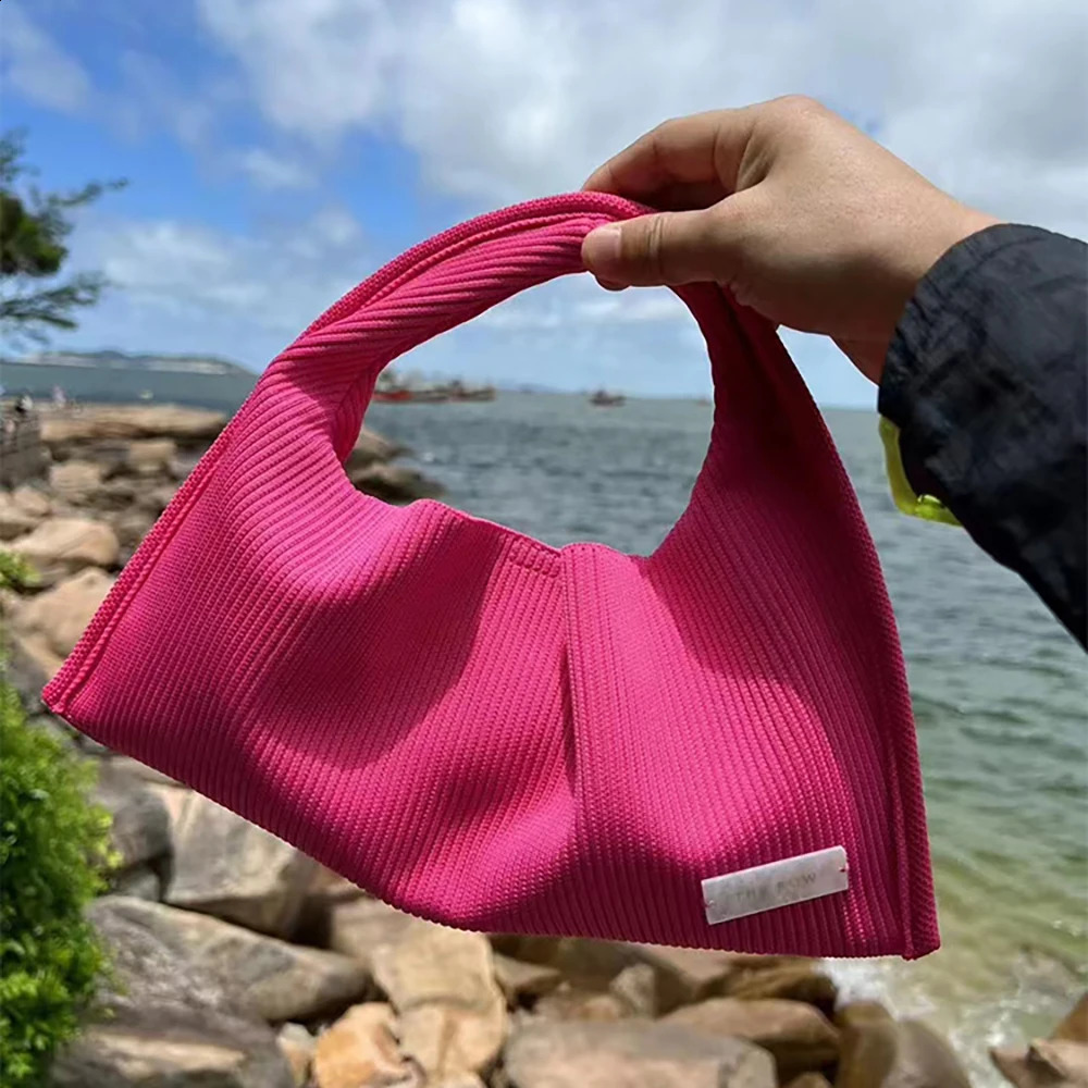 Fashionable trapezoidal homeless ner style handbag knitted canvas casual womens clutch bag 240913