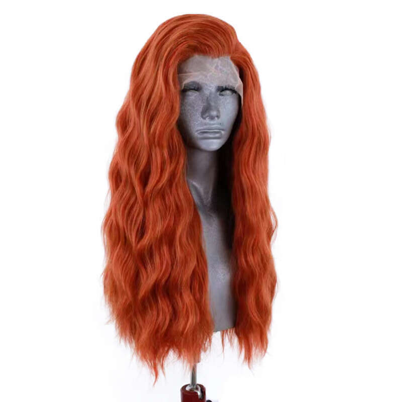 AIMEYA Orange Long Curly For Women Synthetic Lace Front Loose Wave Cosplay Wig Daily Use