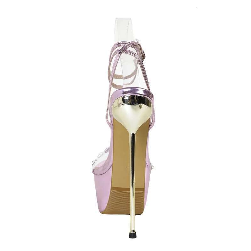 Runway Style Purple Platform High Transparent Sandals For Sexy Open Toe Wedding Banquet Shoes Women Stripper Heels