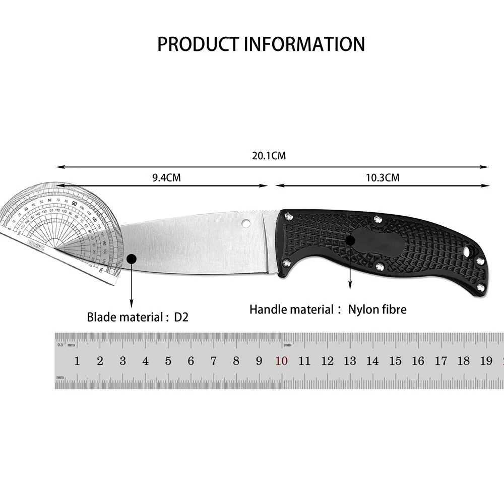 C39 Tactical Military Fixed Knife D2 Blade Nylon Fiber Handles Outdoor Hunting Utility Knife Portable Self-defense EDC Tools Y240914