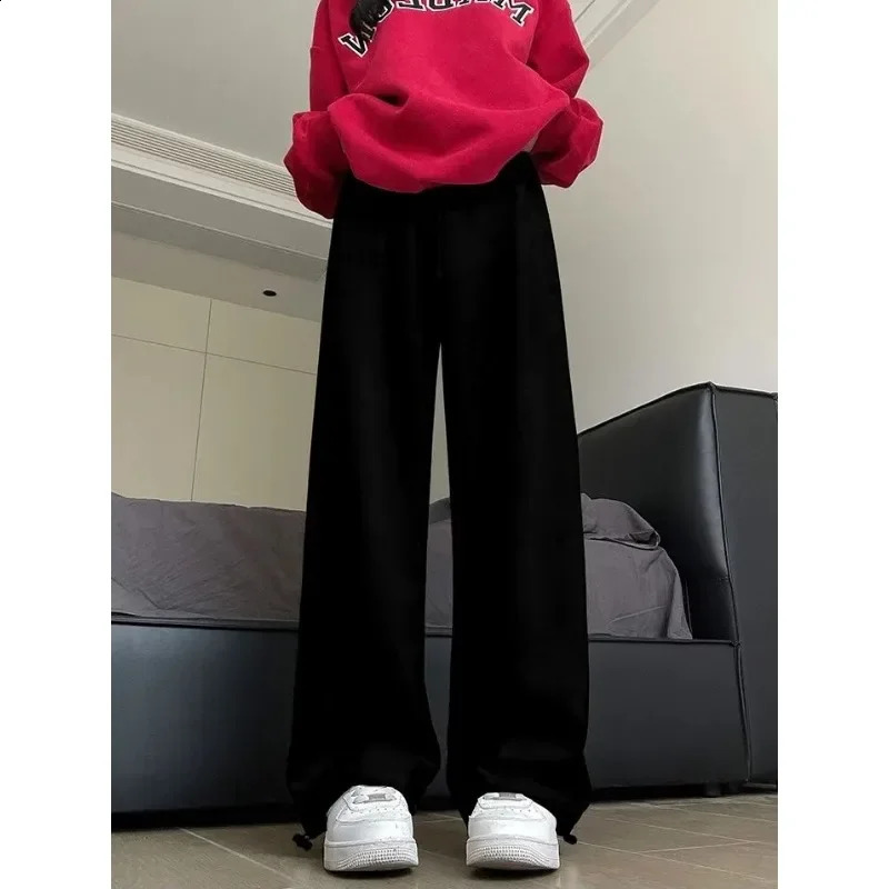 Deeptown basic gray sports pants Korean fashion jogging bag womens casual Harajuku loose wide leg mens summer 240913