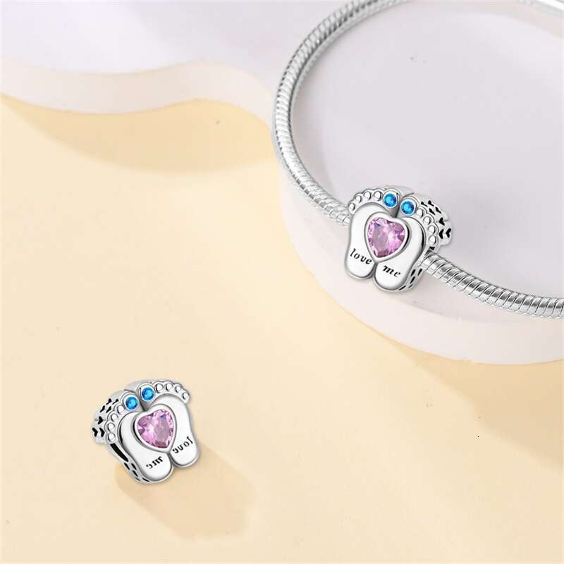 New 925 Sterling Silver Baby Shoes Love Family Charms Beads Fit Original Bracelet DIY Mother's Day Jewelry Gift