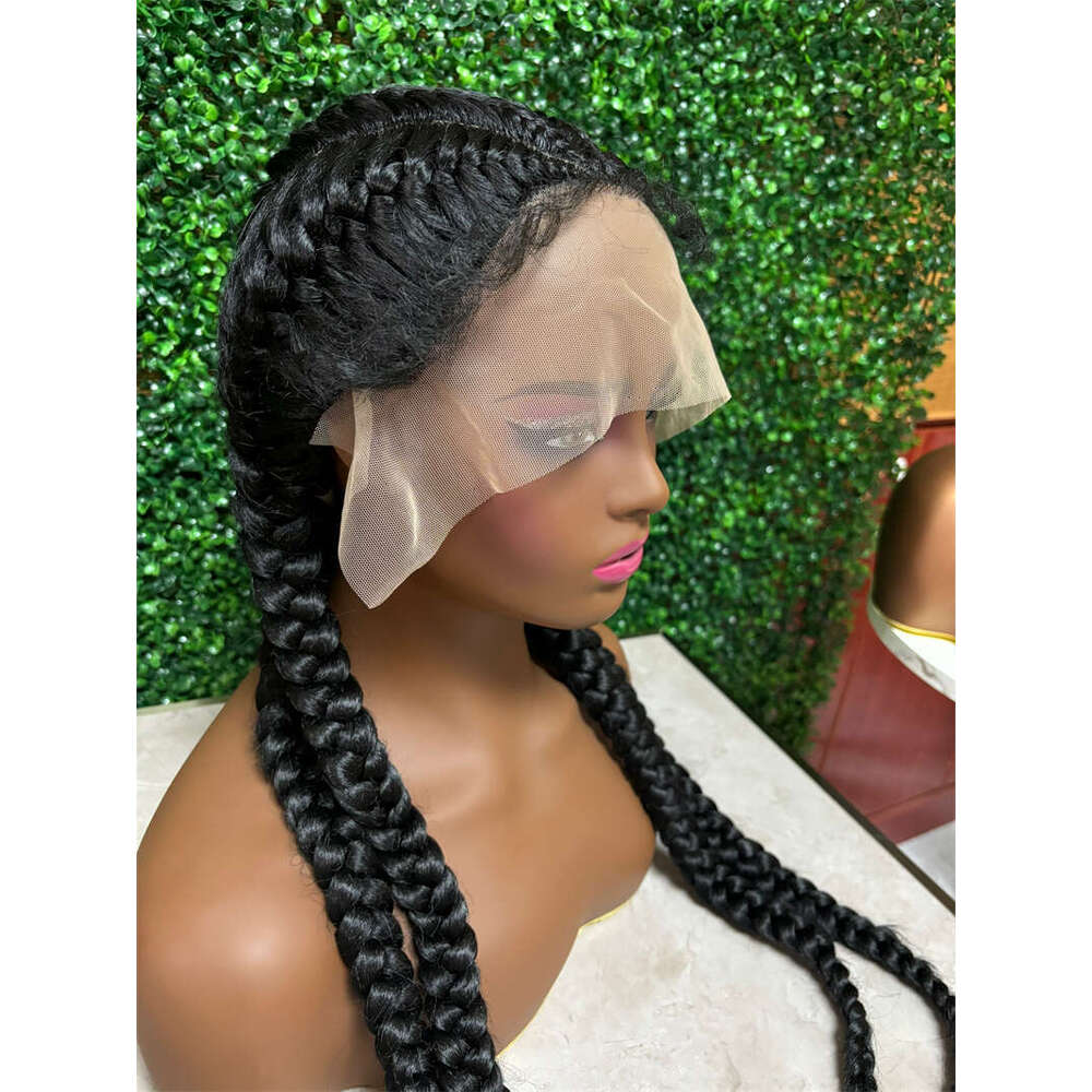 28 Inch For Black Women Full Front Box Wig Knotless Braided Wigs Lightweight Braids Synthetic Lace