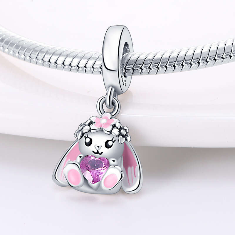 925 Sterling Silver Teacup Music Pink Cat Paw Charms Beads Fit Original Bracelet Fine DIY Cute Jewelry Gift