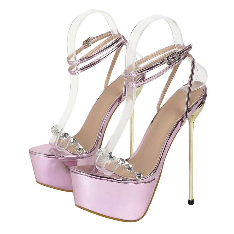 Runway Style Purple Platform High Transparent Sandals For Sexy Open Toe Wedding Banquet Shoes Women Stripper Heels