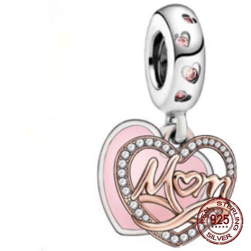 S925 Sterling Silver Heart & Mum Dangle Dream Catcher Charm Fit Original DIY Jewelry For Women Bracelet DiyBeads