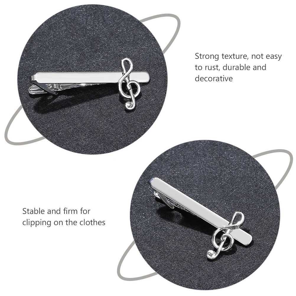 2 Tie Clips European Fashion Mens Wedding Cufflinks Mens Chemical Cufflinks 64X26X19CM Alloy Music Notes W240914