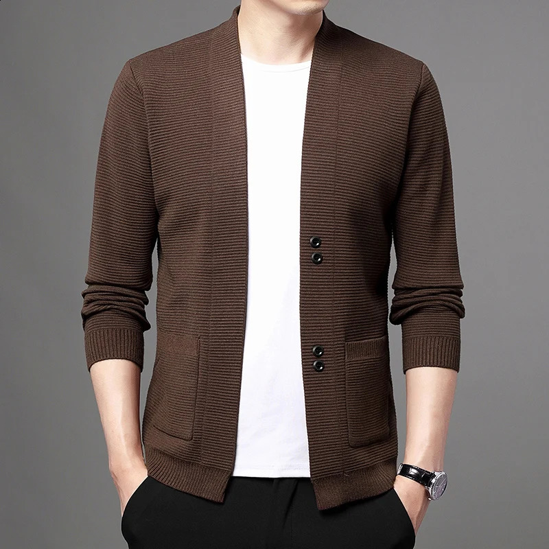 High quality autumn and winter fashion knitted cardigan Korean style slim fit mens casual jacket clothing 240906