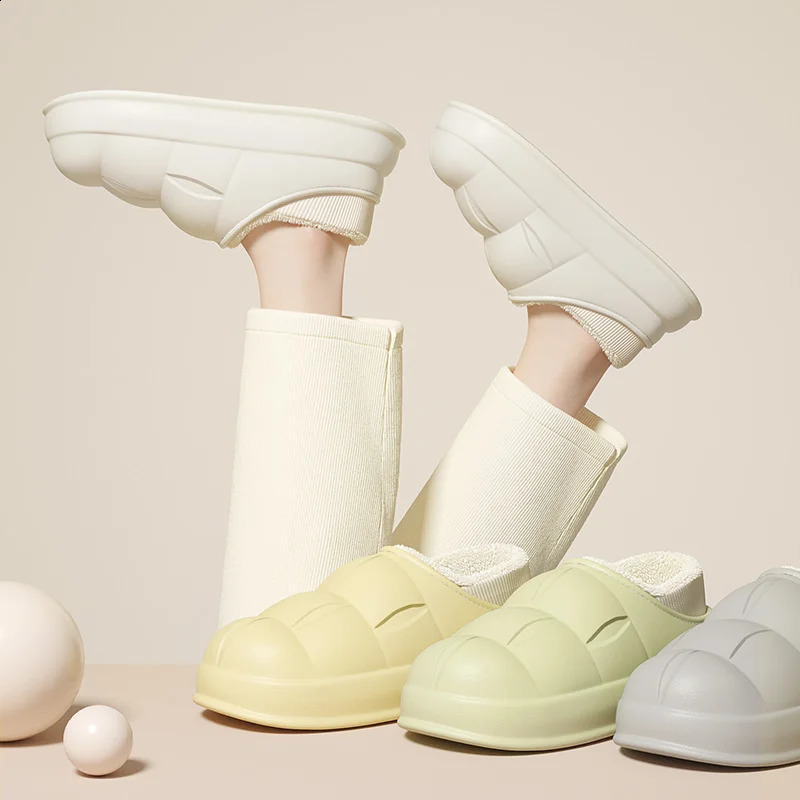Neutral EVA slippers indoor sandals warm home shoes solid color waterproof soft thick sole fun womens dual-use 240914