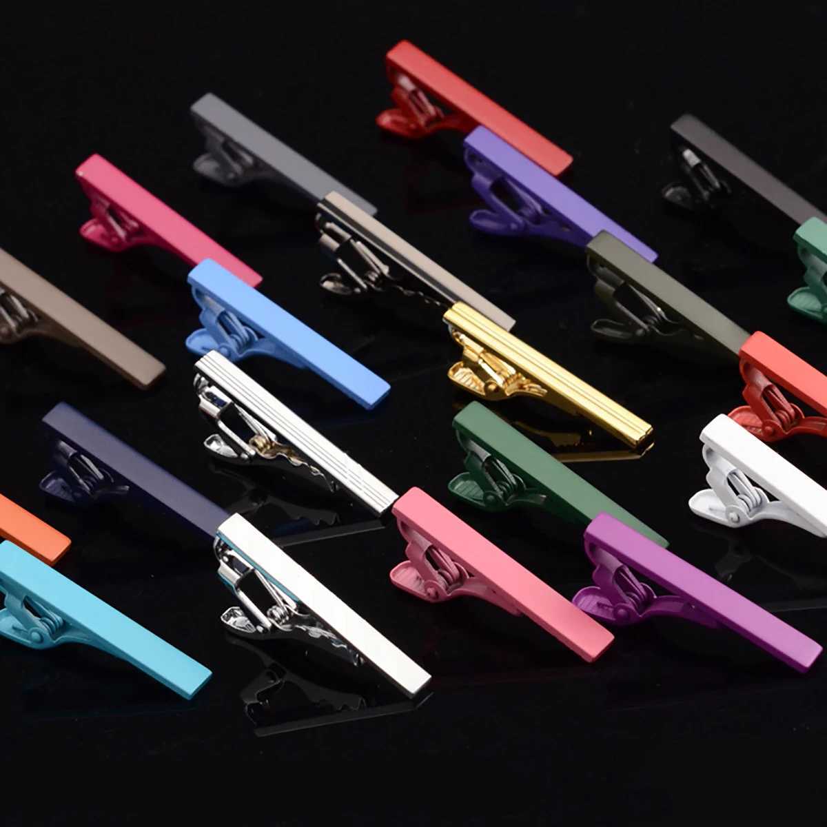 New colored tie clip mens metal collar bar dress tie clip for wedding parties metal red gold tie clip mens accessories W240914