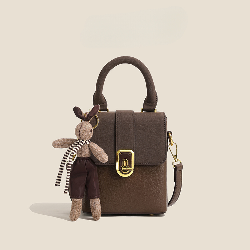 Retro Mini Handbag For Women Trendy PU TLXT Leather Square Purse Bag Colorblock Crossbody Mobile Phone Bag