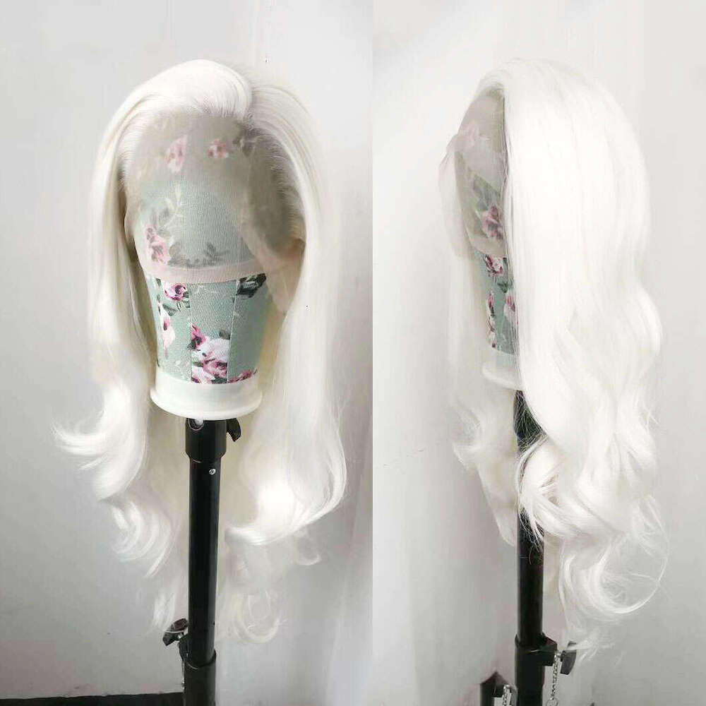 AIMEYA Wave White Lace Front Wig For Women Free Part Natural Haire Heat Resistant Synthetic Daily Wear Cosplay Wigs
