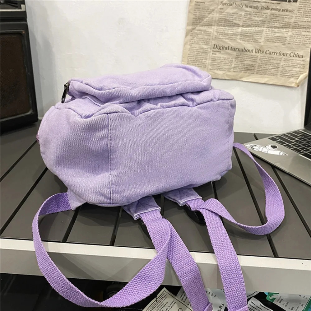 Casual solid color small backpack canvas zipper mini backpack Korean style travel backpack 240912