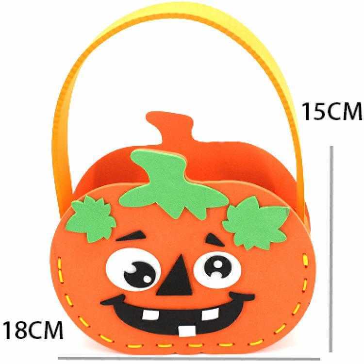 CMM Halloween Pumpkin Lantern Sugar Bag Handheld Basket Ghost Festival Decoration Diy Handmade Golden Wings Toy Bulk