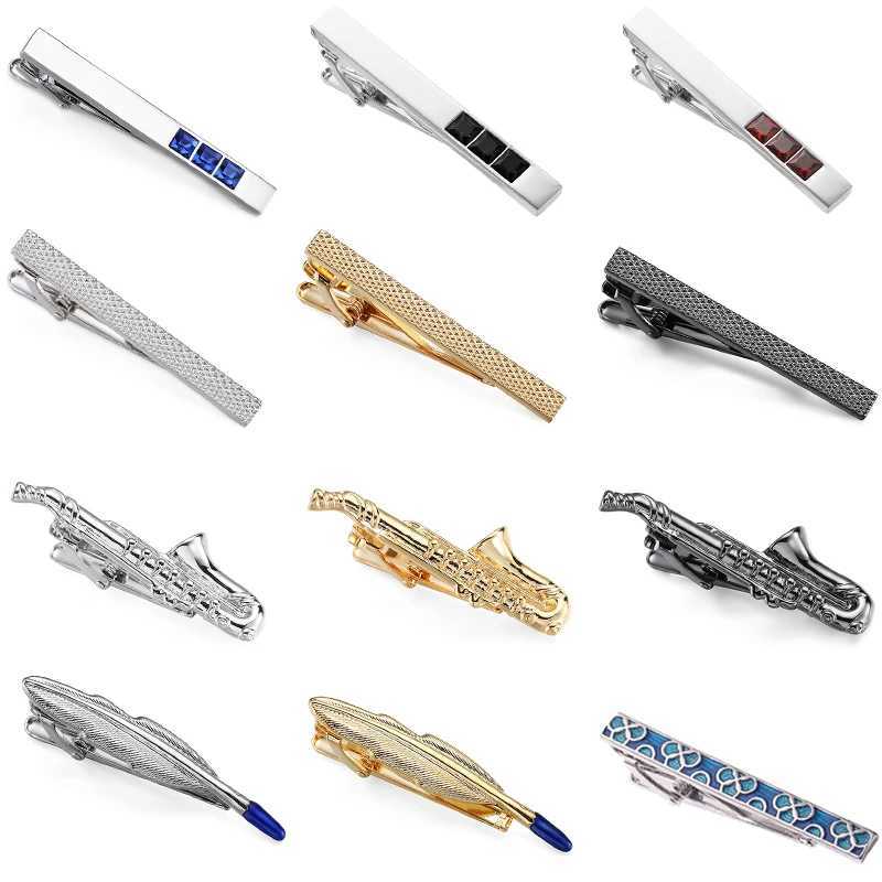 High quality music crystal saxophone AK machine gun tie clip fashionable mens tie accessory design buckle anchor tie clip W240914