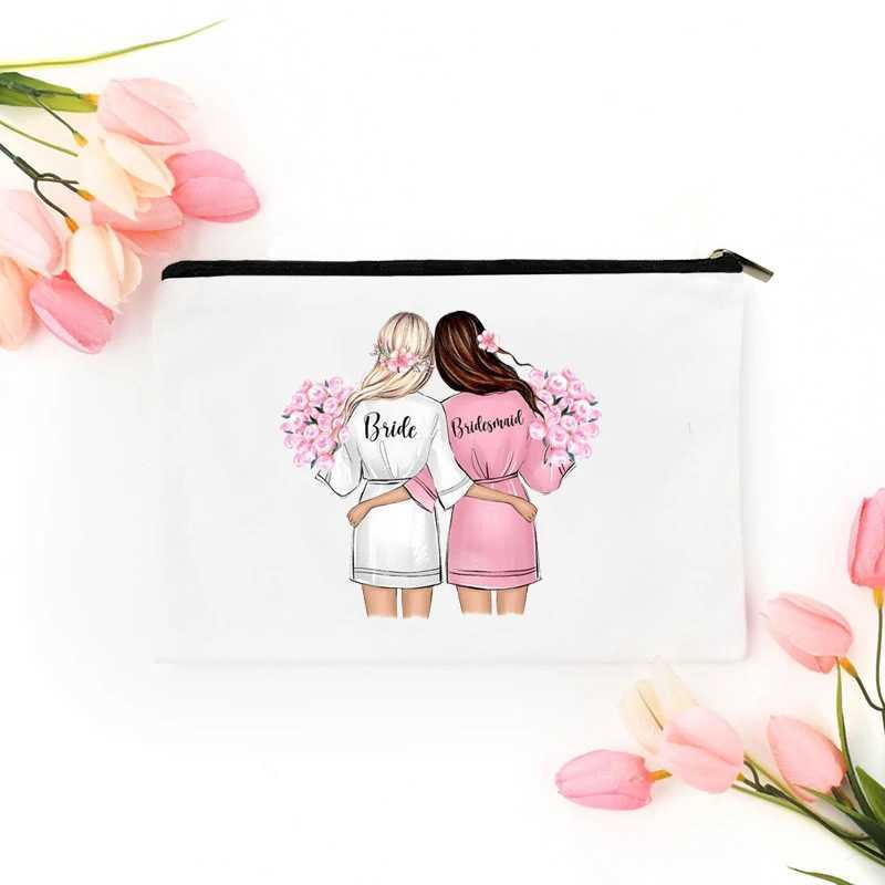 Bride To Be Bridesmaid Maid of Honor Wedding Bachelorette Party Bridal Shower Survival Kit Cosmetic Makeup Travel Bag Gift Z240914