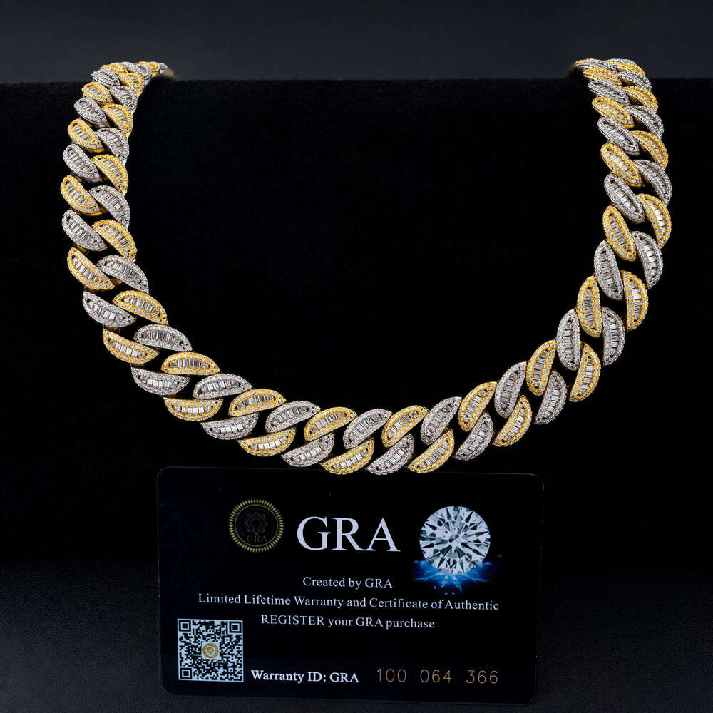 Special Hip Hop Jewelry Custom VVS Lab Diamond Mossinate Men Gold Plated 15Mm Prong Cuban Link Chain Moissanite