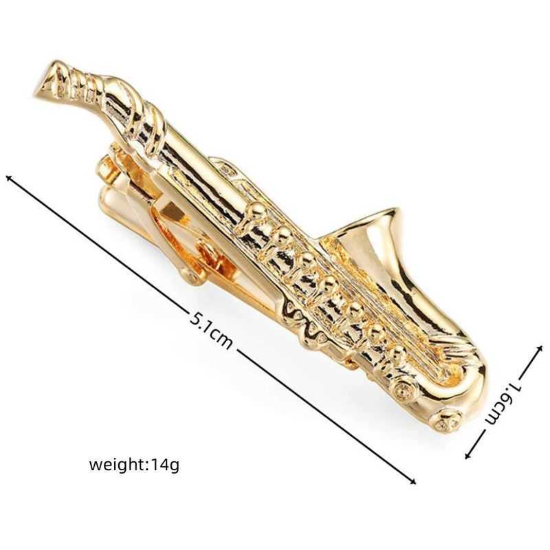 High quality mens tie clip copper metal saxophone design 3-color shirt accessories wedding jewelry gifts W240914