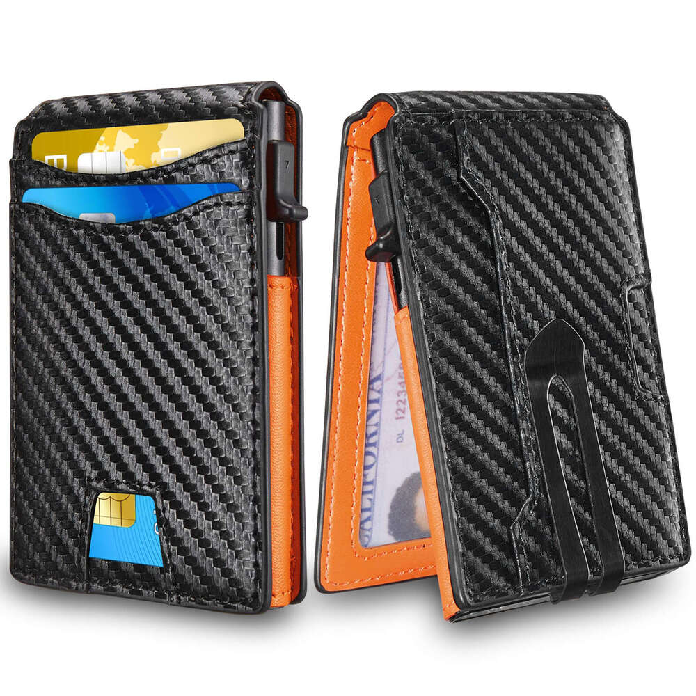 AMZZ Carbon fiber genuine leather, soft anti-theft brush, wallet, men's high-end feeling