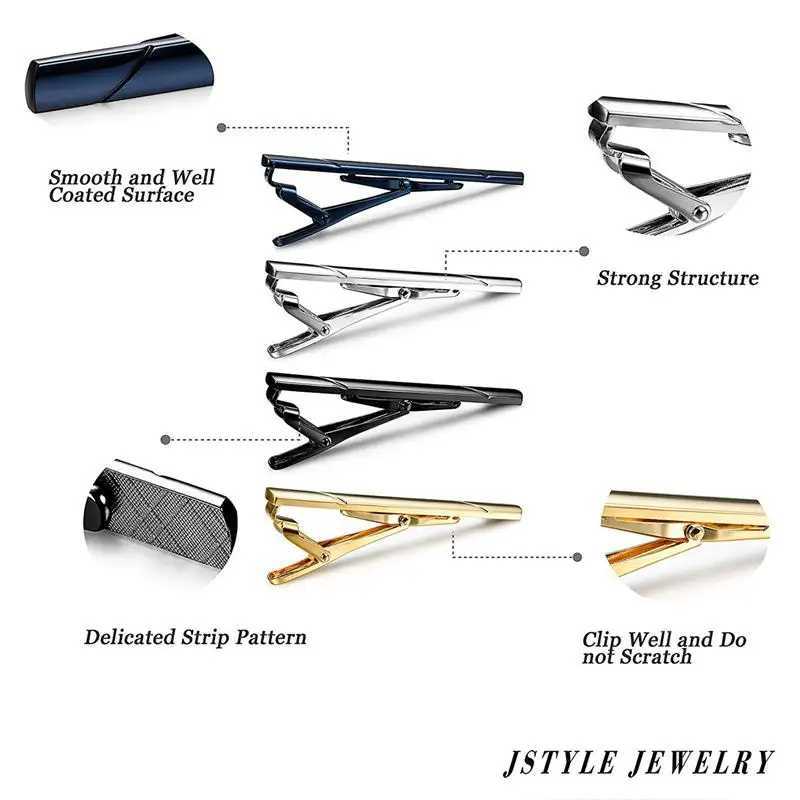 4 mens tie clips mens tie clip set regular tie neck wedding business clip W240914