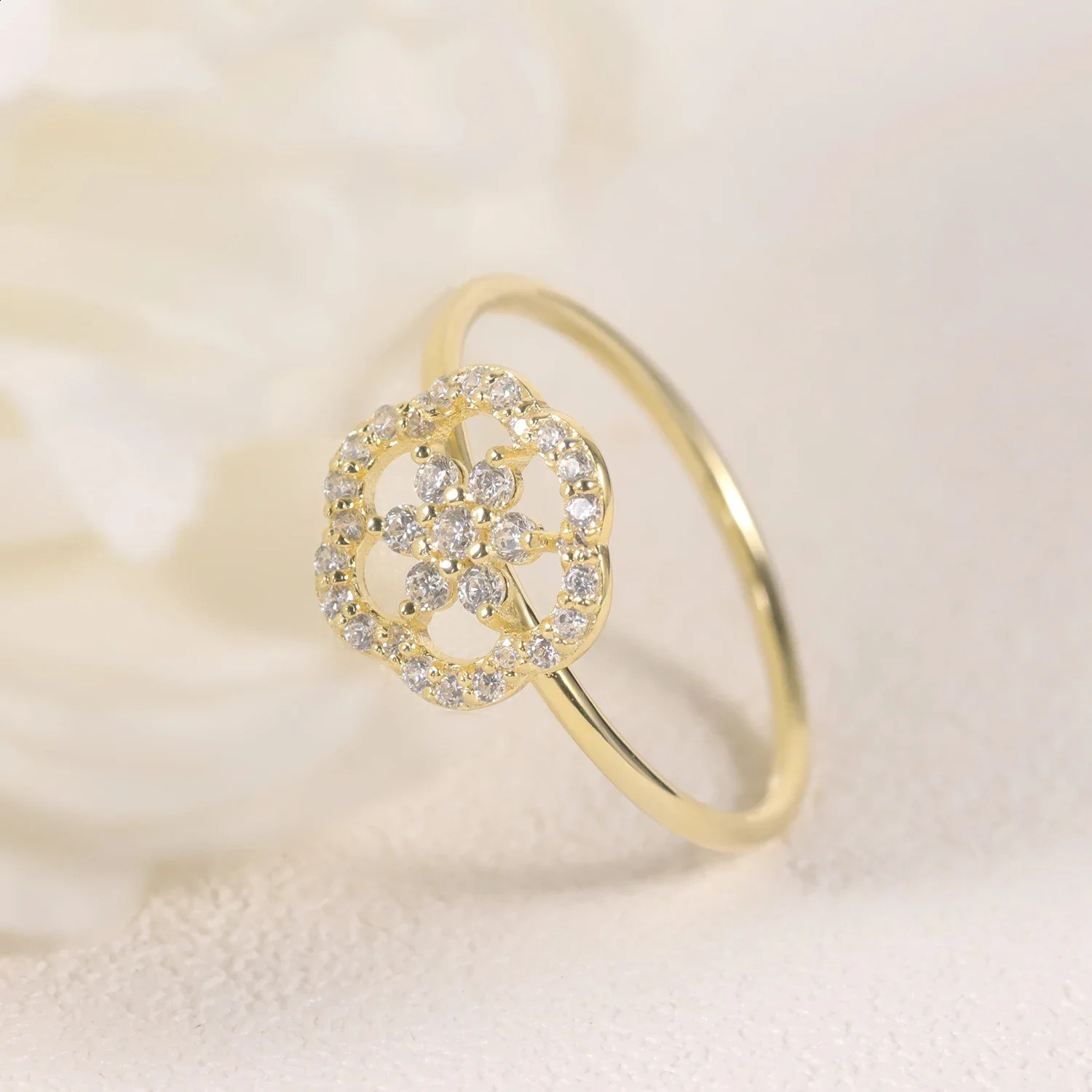 GEMS BALLET 925 Sterling Silver Floral Cluster Ring Unique Minimalist Flower Gold Gift for Her 240906