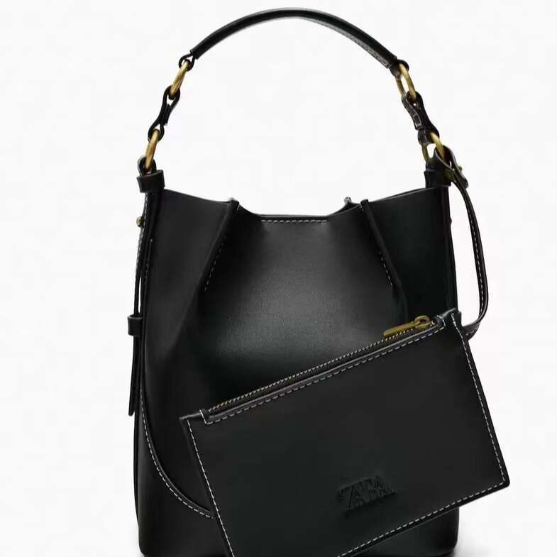 AMZZ Spanish Women's 2024 New Product Fashionable Brown Korean Edition Handheld Crossbody Wide Shoulder Strap Water Bucket Bag for Women