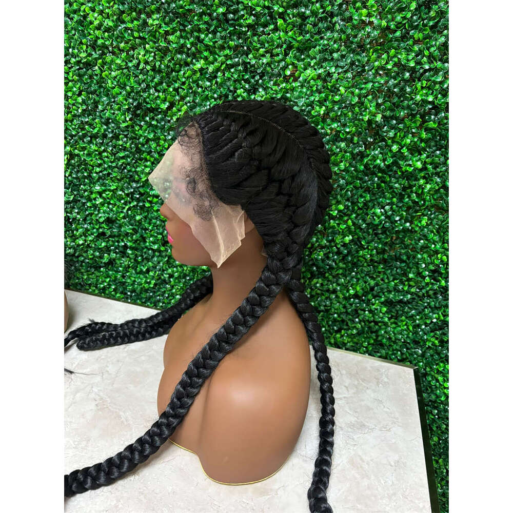 28 Inch For Black Women Full Front Box Wig Knotless Braided Wigs Lightweight Braids Synthetic Lace