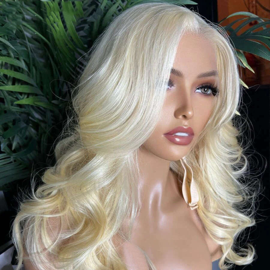 AIMEYA 613 Blonde Short Wave Daily Use Synthetic Lace Front Wigs For Women Heat Resistant Gloden Bob Wig