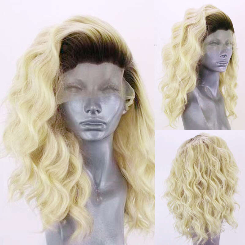 AIMEYA Purple Short Wave Wig Lace Front For Women Heat Resistant Synthetic Wigs Ombre Color Daily Use