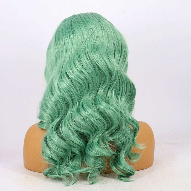 AIMEYA Mint Green Natural Haire Heat Resistant Body Wave Synthetic Lace Front Cosplay Party Wig Drag Queen