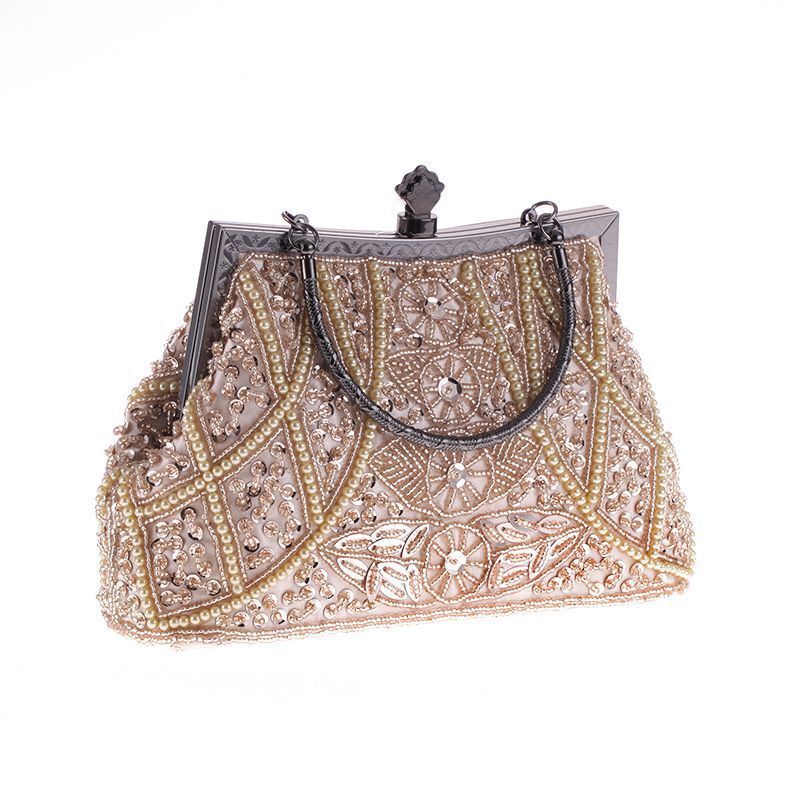 Heavy Craft Beaded Embroidery Evening Dress Handheld Dinner Classic Cheongsam Perfect Match Bridal Bridesmaid Bag 1203