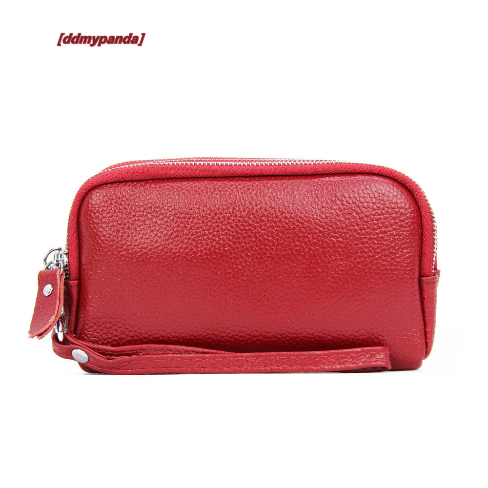 Head layer cowhide women's handbag, versatile women, three-layer zipper, large capacity, long and simple leather phone bag for women #26 ddmypand