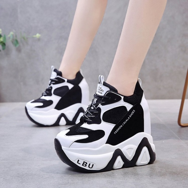 Women Platform Autumn Breathable Wedges Casual Shoes 12.5CM High Heels Thick Sole Sneakers Woman Deportivas Mujer
