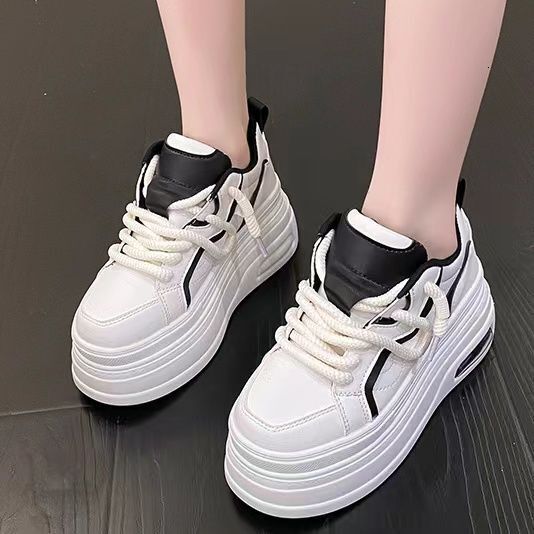 Chunky Sneakers For Women High Top 8cm Platform Height Increasing Sports Basketball Non-slip Trainers Walking Shoes