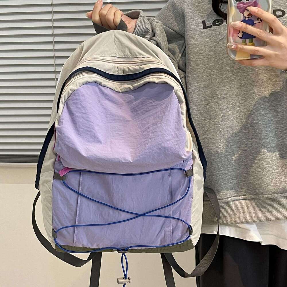 AMZZ Outdoor Contrasting Color Trendy Lightweight Travel Bag, Hiking Backpack, Aesthetic Value, Middle And High School Students' Class Backpack 1