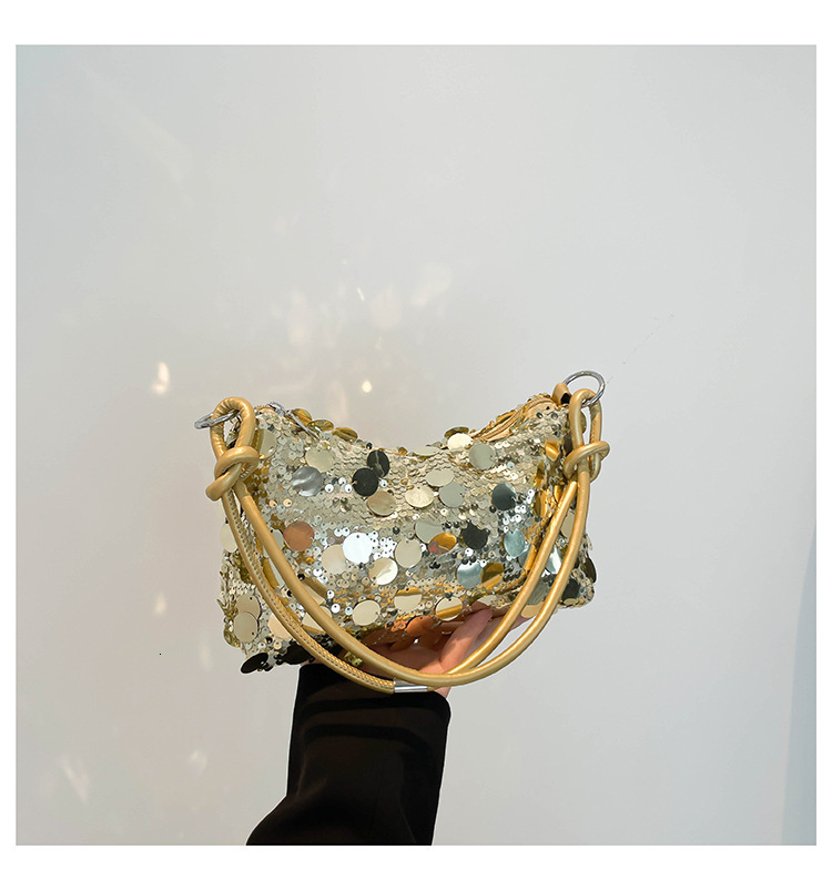 Glittered Western style Personalized Design Underarm Shoulder 2024 New Casual Summer Fashion Crossover Small Square Women's Bag