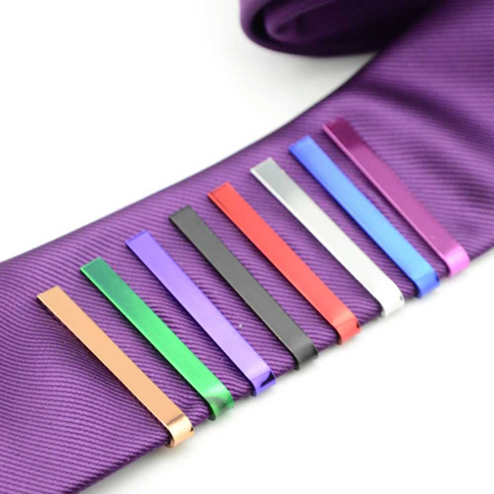 2 packs of mens stainless steel candy colored tie clip bar necklace wedding jewelry BWTZF0002A W240914