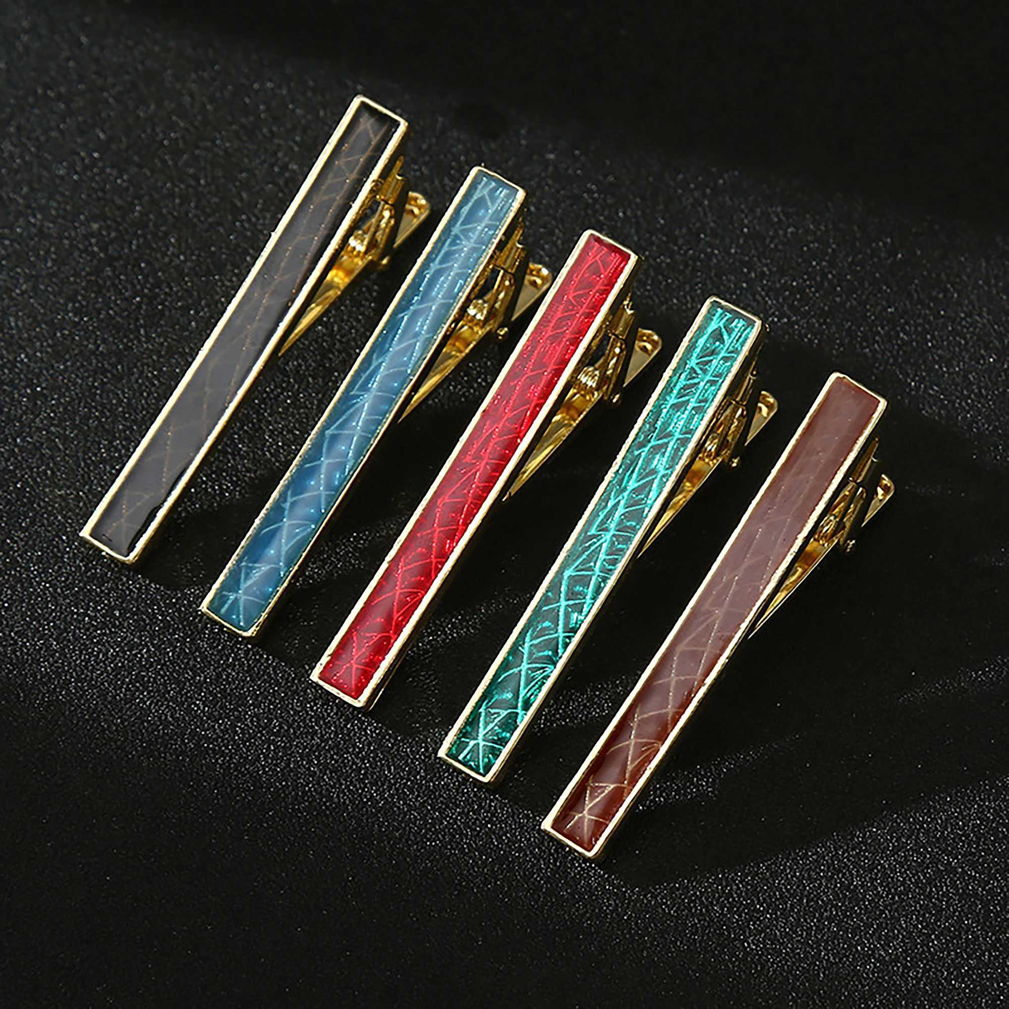 Mens high-quality enamel painted colored metal tie clip Novalty Design black and white party business bar luxury jewelry gift W240914