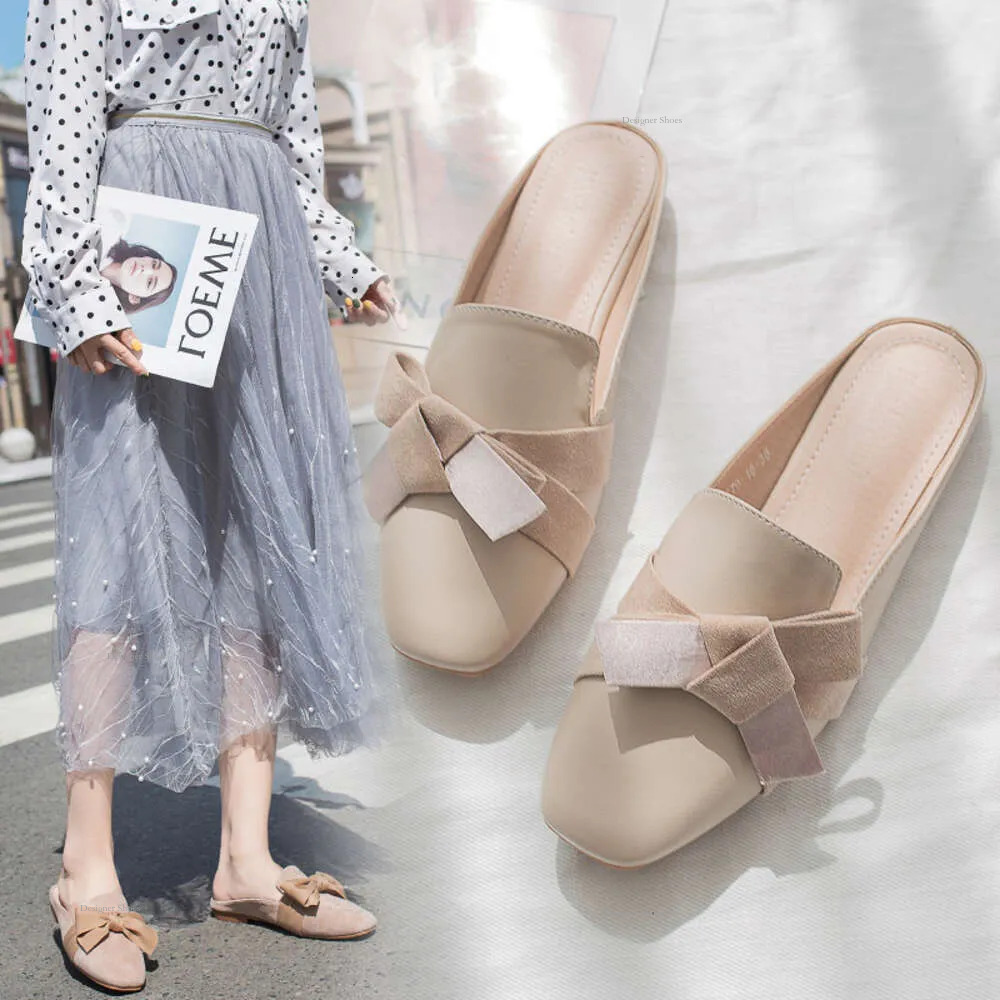 Low New Sandals Heels Baotou Half Wearing Women's Slippers Outside