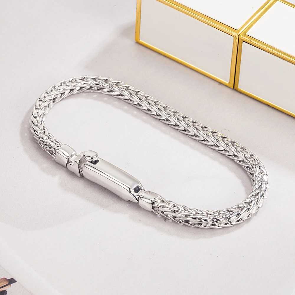 925 sterling silver bracelet Chopin chain 7-9 inch curly chain bracelet mens chain wristband classic mens jewelry W240914
