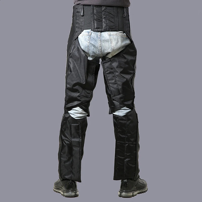 Mens leather pants can be equipped with protective gear multi pocket cowhide full grain cowhide leather 240913