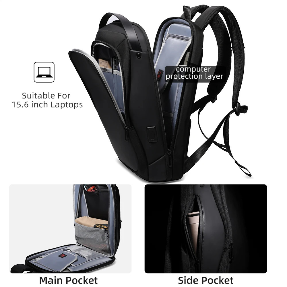HcanKcan Business Backpack Mens 15.6 Laptop Backpack Casual Large Capacity Male Pack USB Charging Waterproof Backpacks For Man 240913