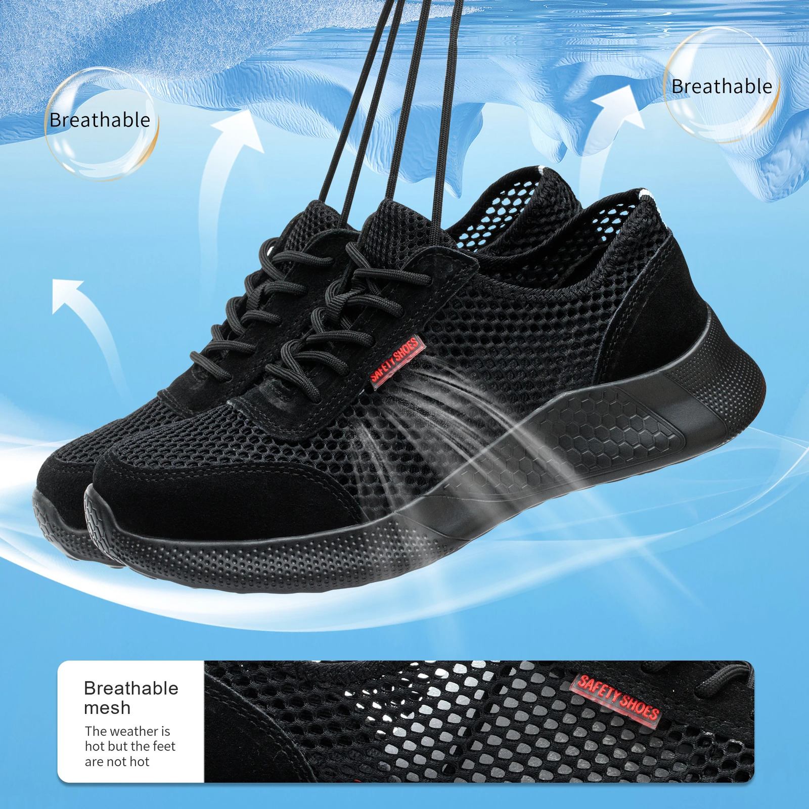Breathable Work Summer Lightweight Protective Sneakers Safety Steel Toe Shoes Men Puncture-Proof boot e8fa