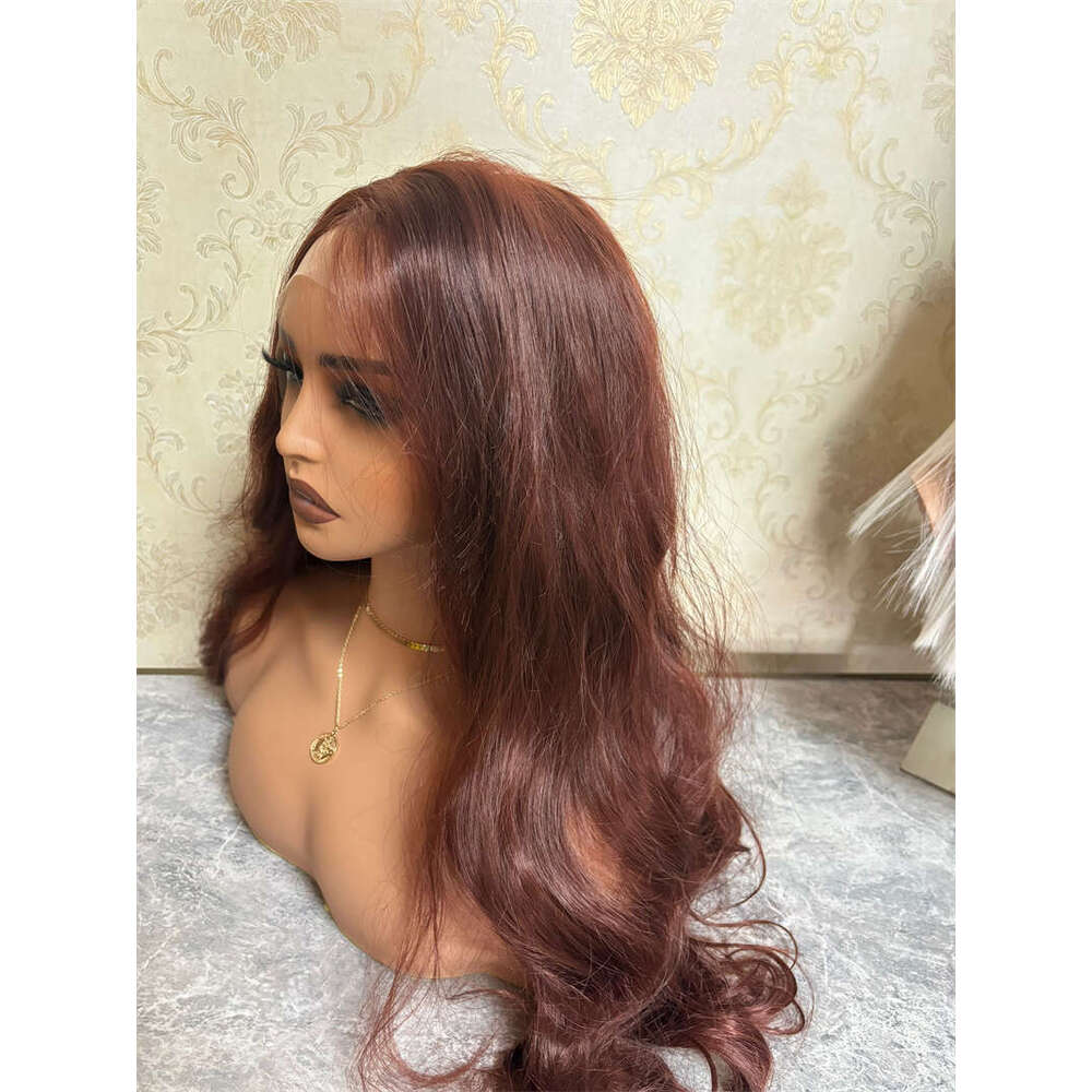 Copper Red Long Wavy Synthetic Front Wig Glueless Frontal Reddish Brown Hair Colored Lace Wigs For Women Party Cosplay