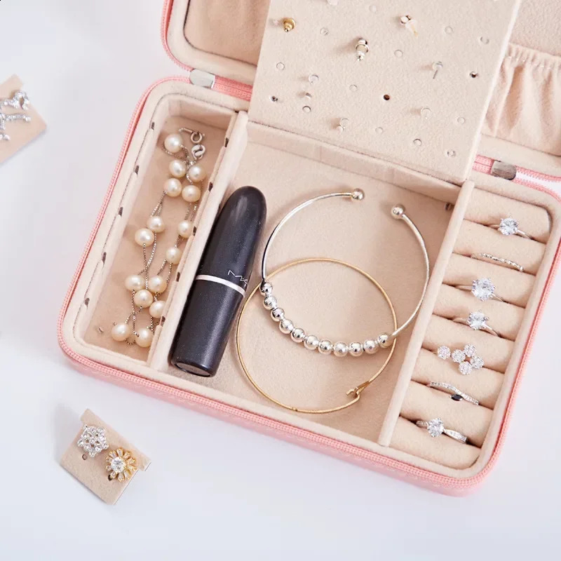 Jewelry Organizer Display Travel Jewelry Case Boxes Portable Jewelry Box Leather Storage Case Joyeros Organizador De Joyas 240910