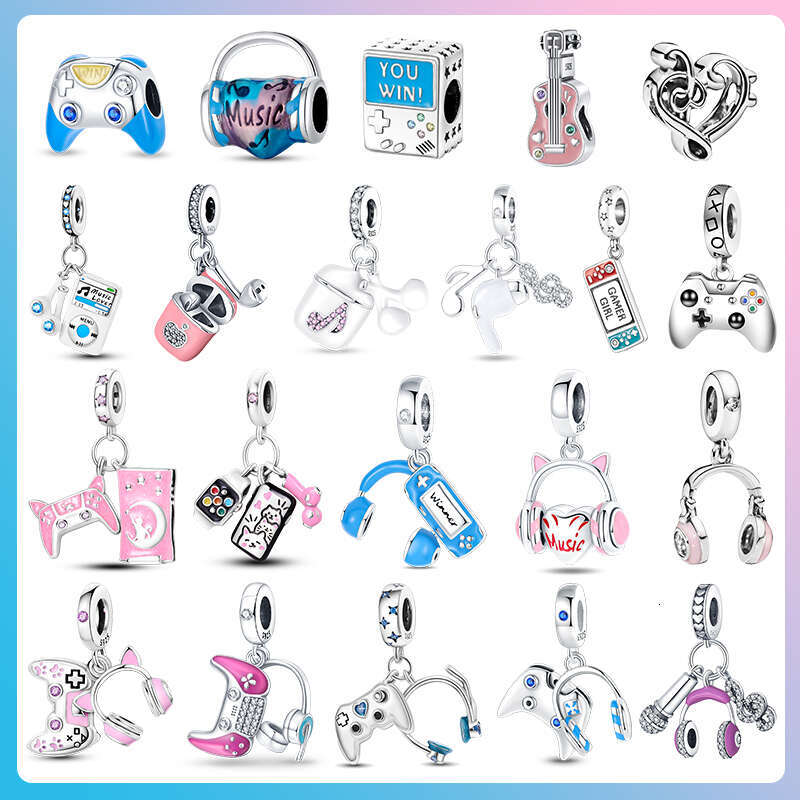 925 Sterling Silver Game Music Headphones Series Charms Fit Original Beads Bracelet for Women Jewelry gift making