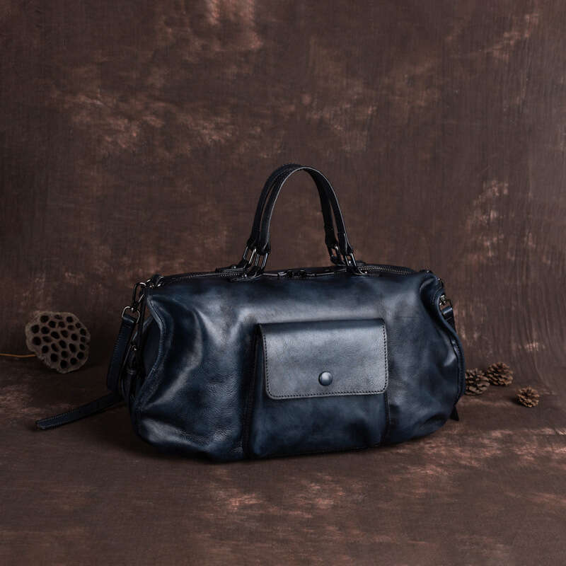 AMZZ 2024 Summer New Women's Head Layer Leather Shoulder Cross Hand Brushed Large Capacity Bag